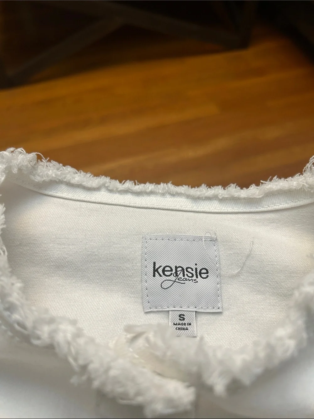 Kensie White Frayed Hem Jean Jacket for Girls